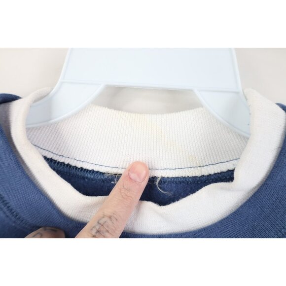 Vintage 90s Streetwear Womens Large Faded Christmas Snow Birds Sweatshirt Blue - Picture 5 of 12